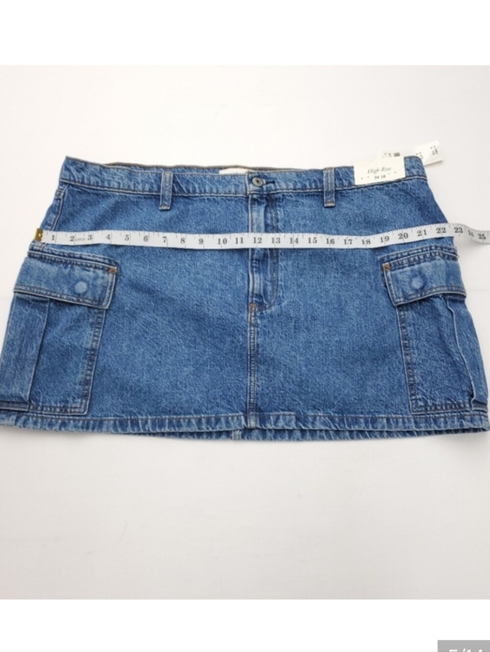 NEW Abercrombie & Fitch High Rise Denim Cargo Mini Skirt Size 34/18 - Picture 5 of 14